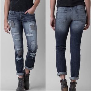 KanCan Distressed Patchwork Straight Leg Jeans